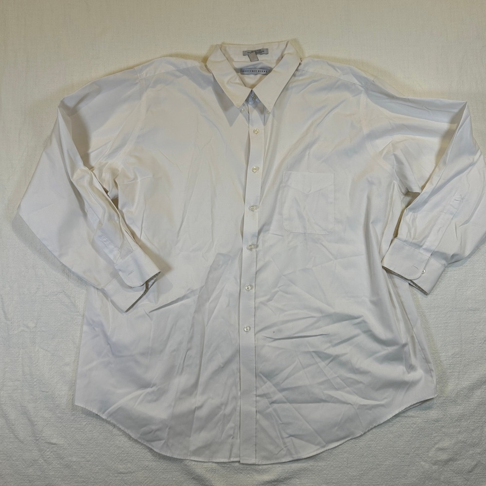 Geoffrey Beene Mens White Wrinkle Free Pinpoint Oxford Dress Shirt 19 34/35 Big